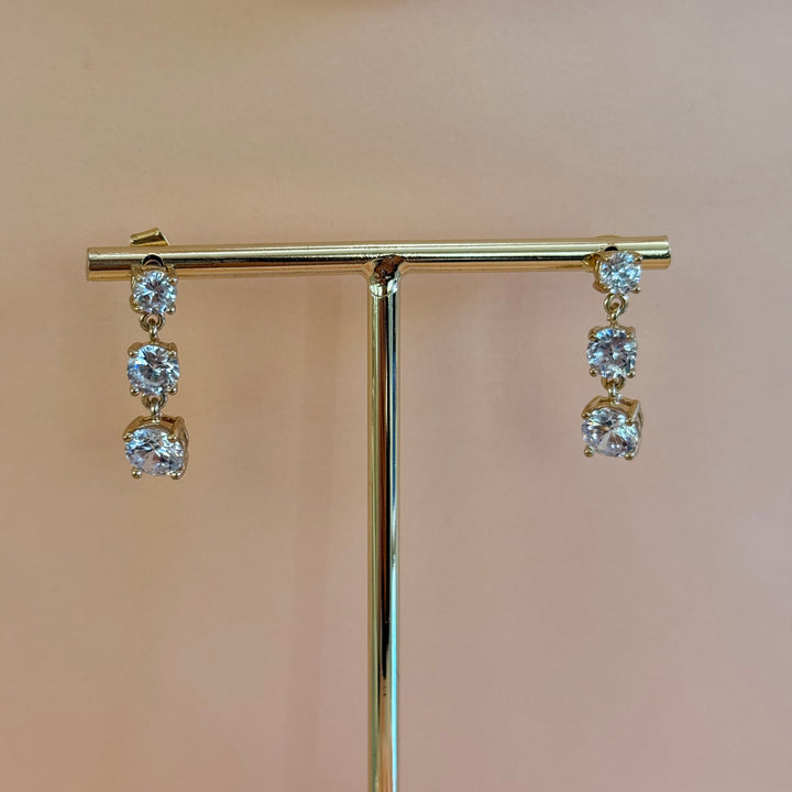 Dangling zircone gold plated earrings
