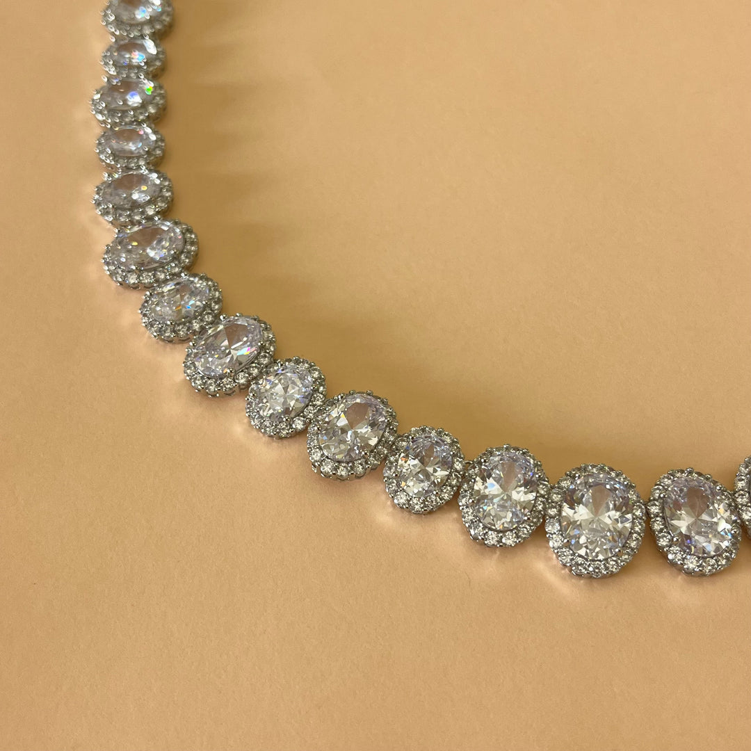Silver zircone teardrop set