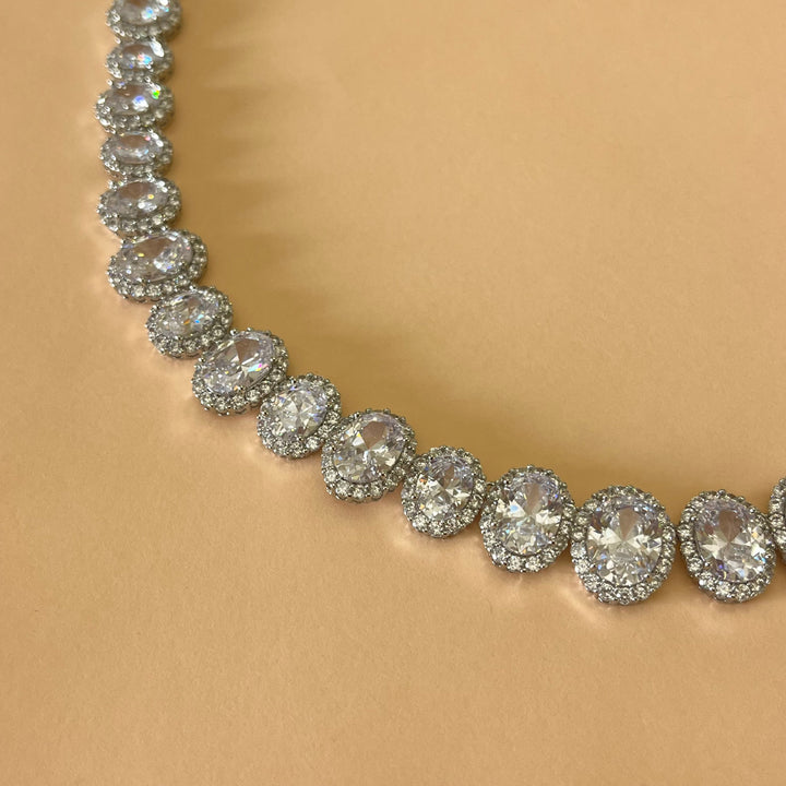 Silver zircone teardrop set