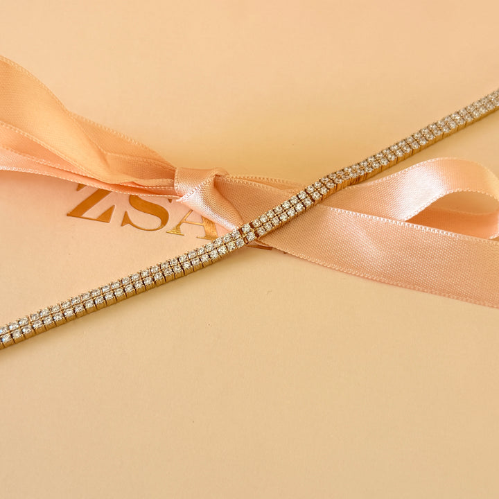 Zircone 2 rows gold plated sterling silver bracelet