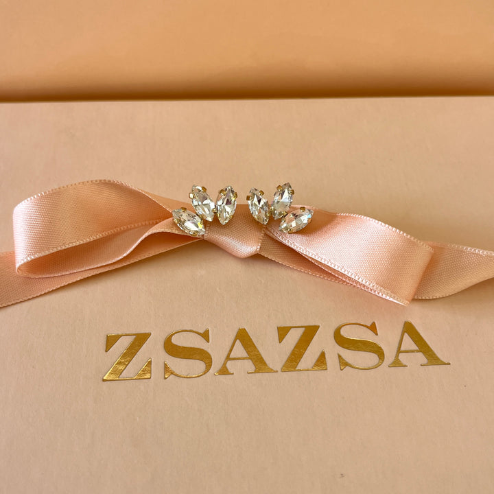 Marquise Swarovski crystals gold plated studs