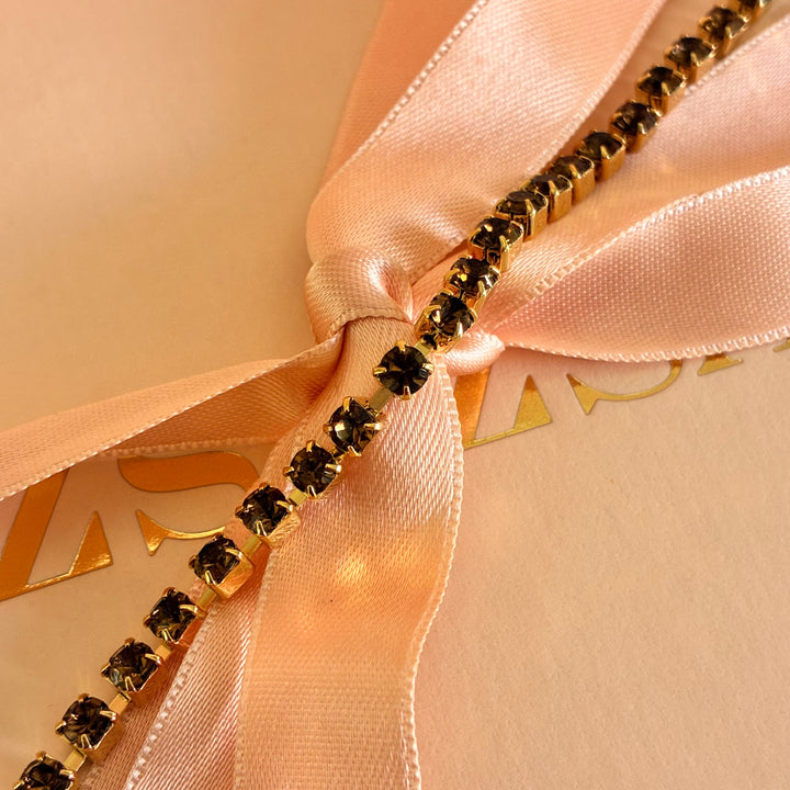 Dainty Bronze Swarovski crystals bracelet