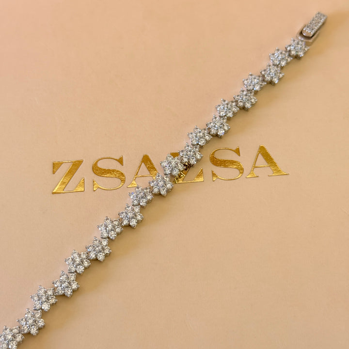 Flower zircone silver set