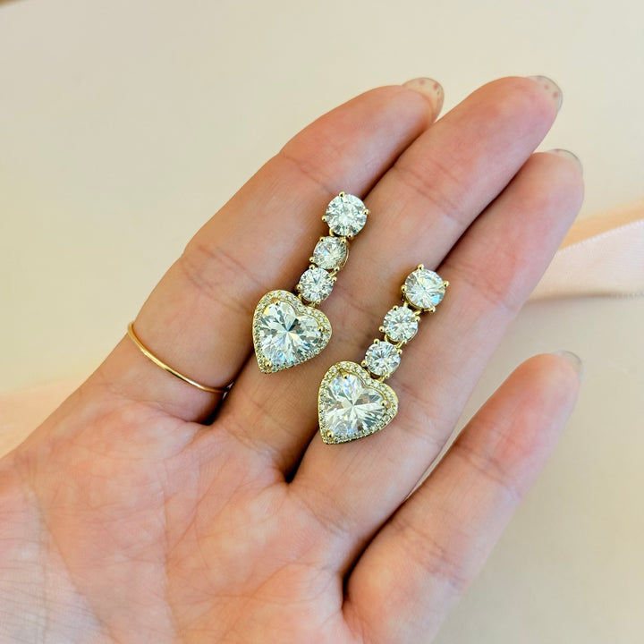 Heart drop zircone gold plated earrings