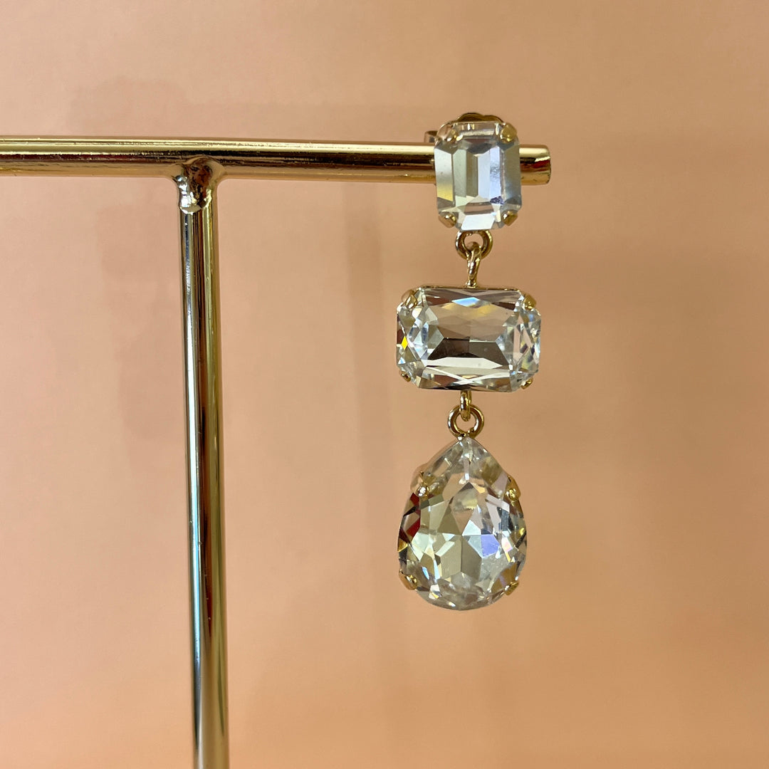 Swarovski crystals mix of shapes gold plated earrings