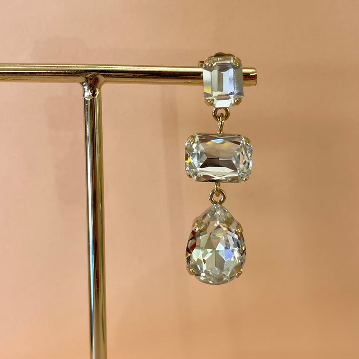 Swarovski crystals mix of shapes gold plated earrings