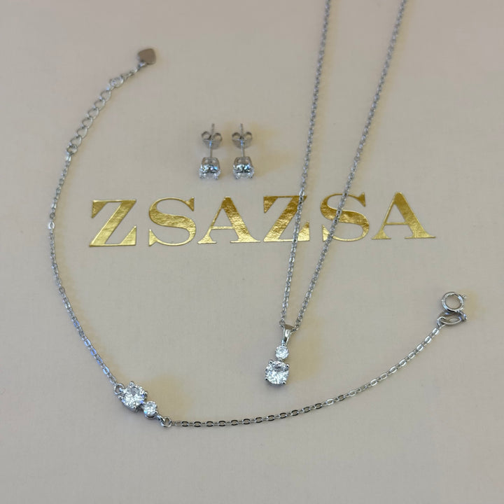 Dainty zircone sterling silver set