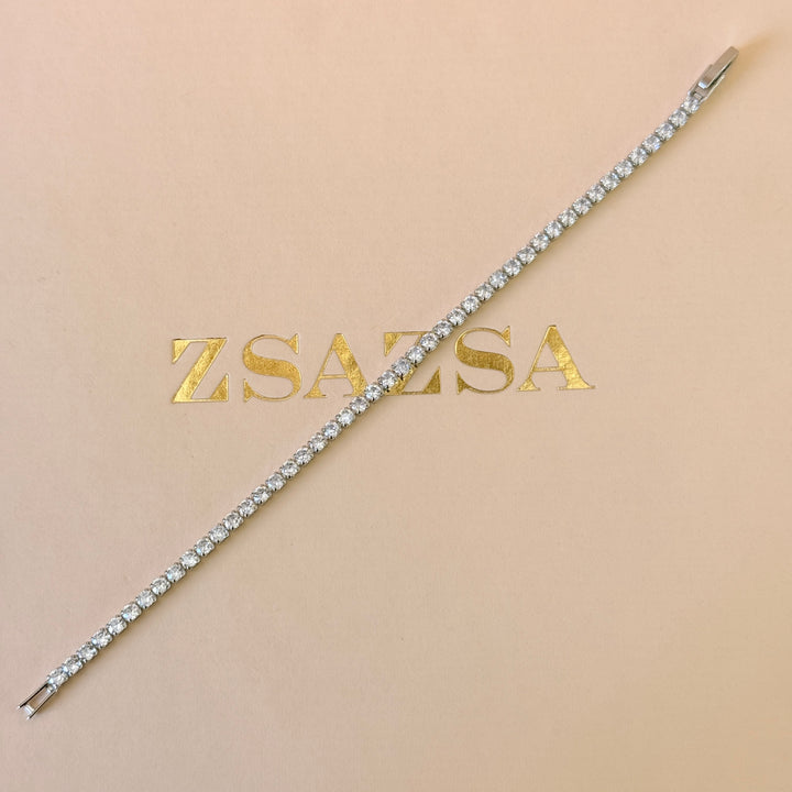Dainty tennis zircone silver bracelet