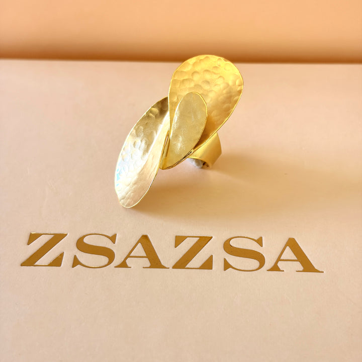 Handmade Inerlocking Petal Ring | Gold Plated | ZsaZsa