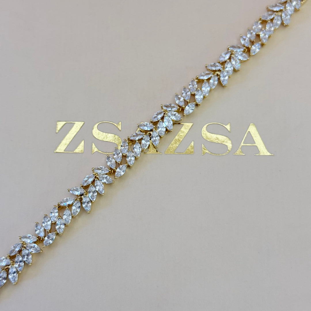 Marquise zircone gold plated set