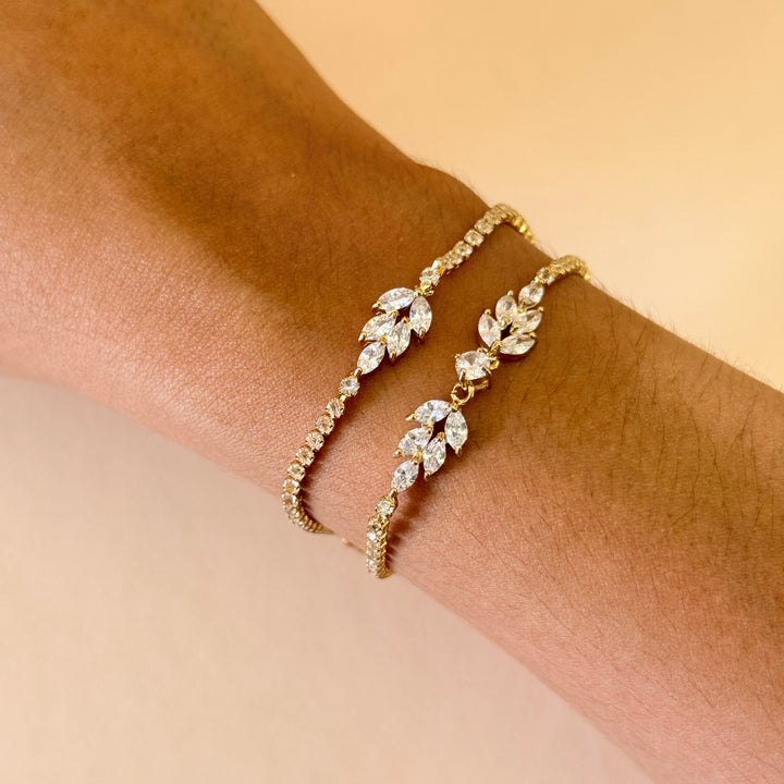Zircone marquise gold plated double bracelet