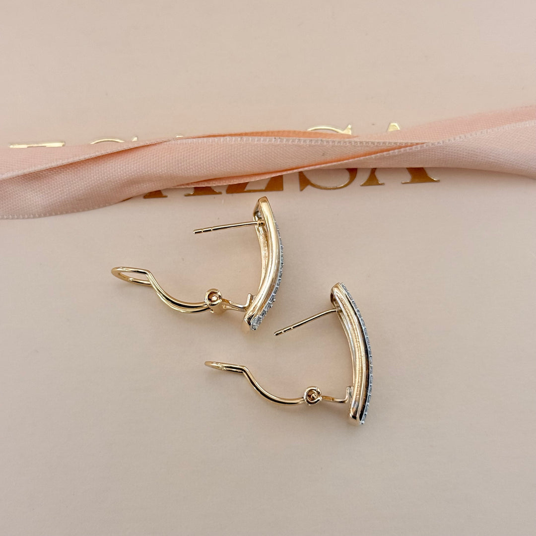 Rectangular design zircone gold plated earrings