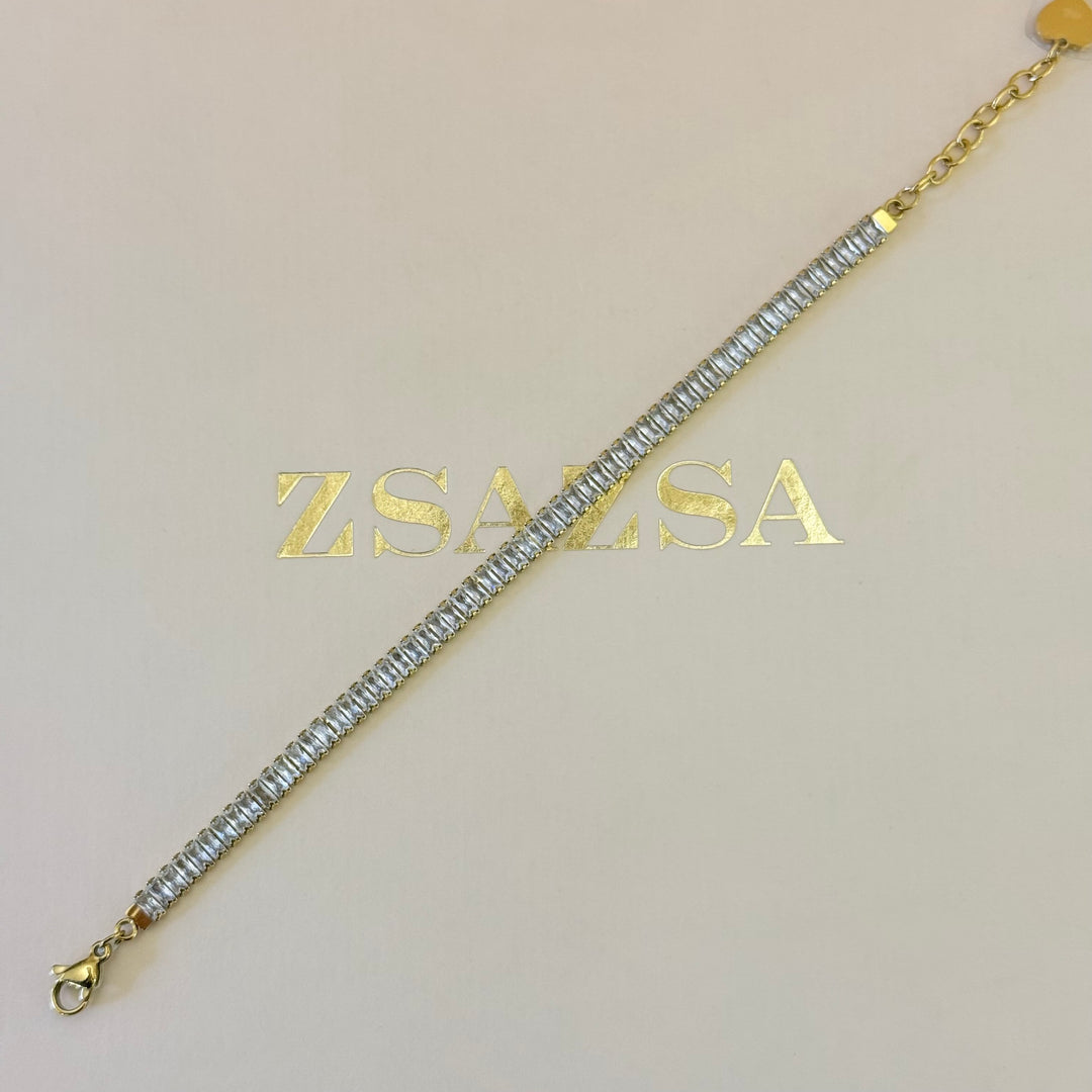 Baguette zircone stainless steel set