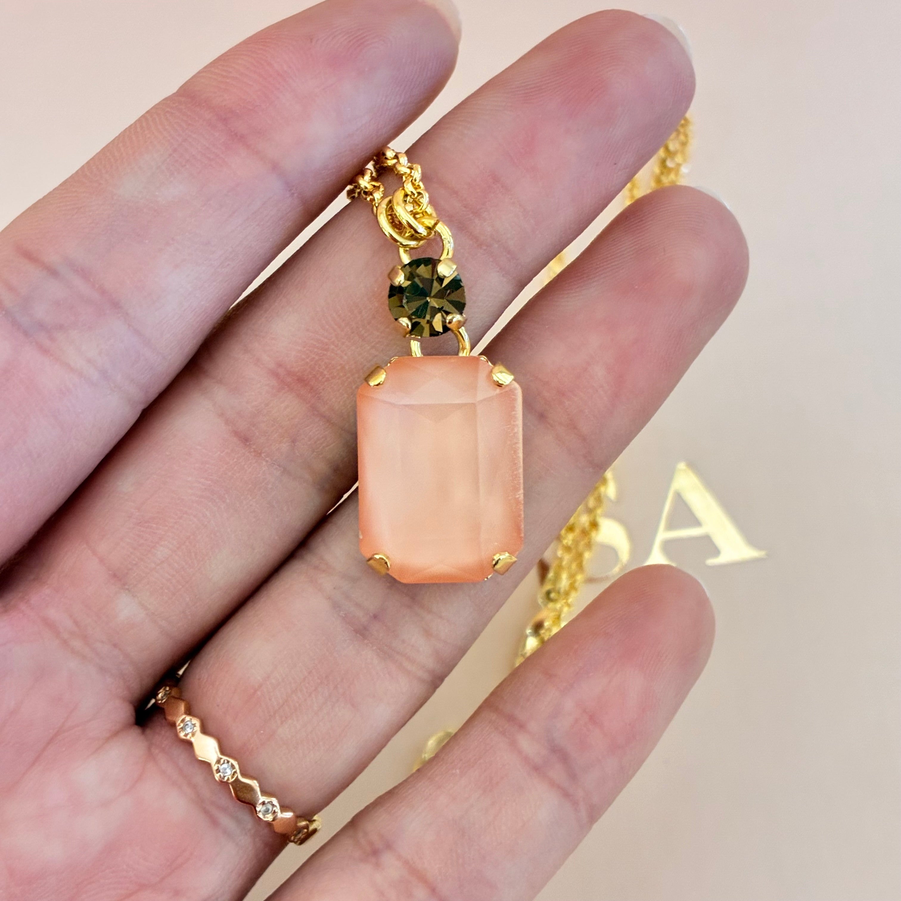 Peach Rectangular Swarovski crystals set