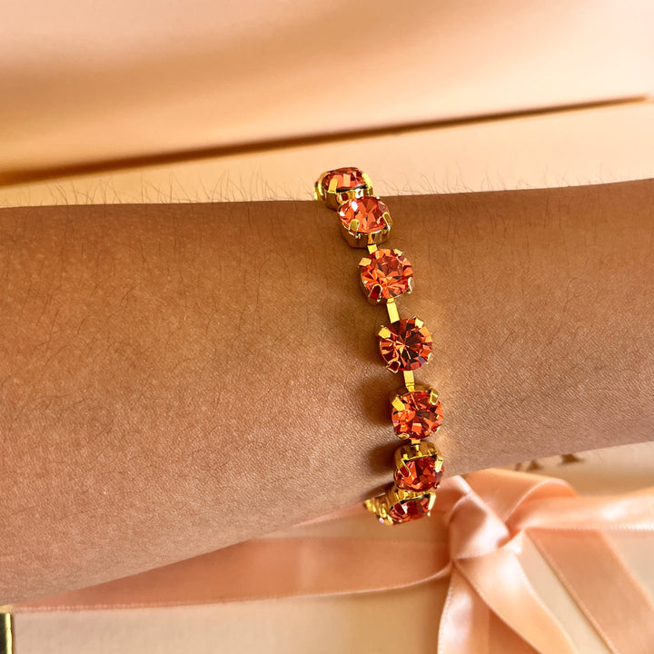 Coral Swarovski crystals  bracelet