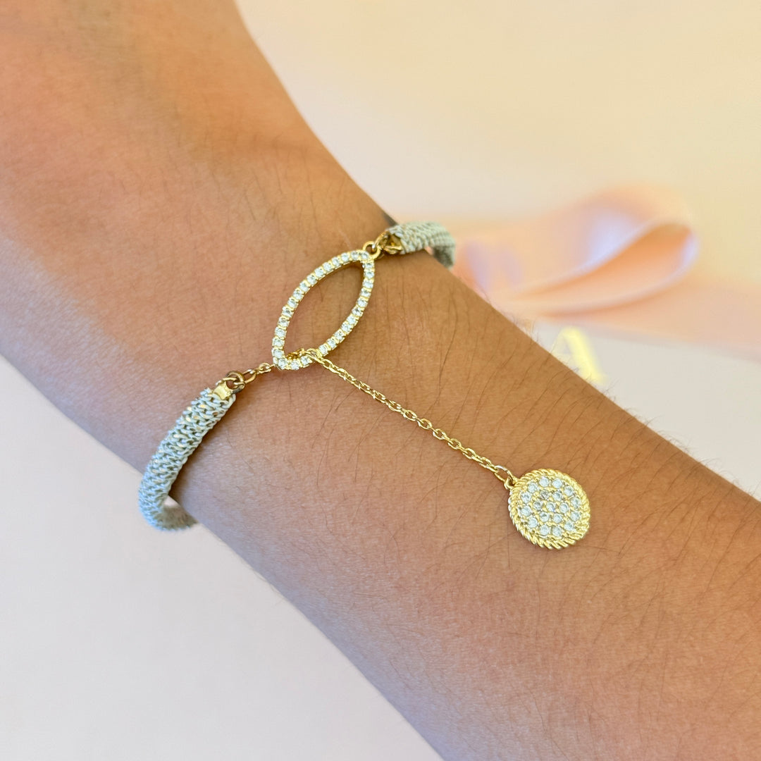 Zircone Braided Cord gold plated bangle