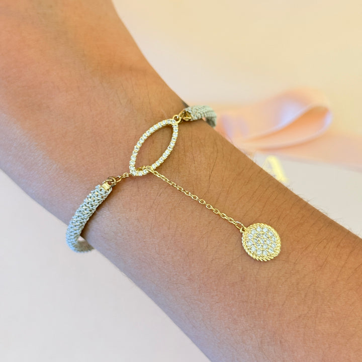 Zircone Braided Cord gold plated bangle