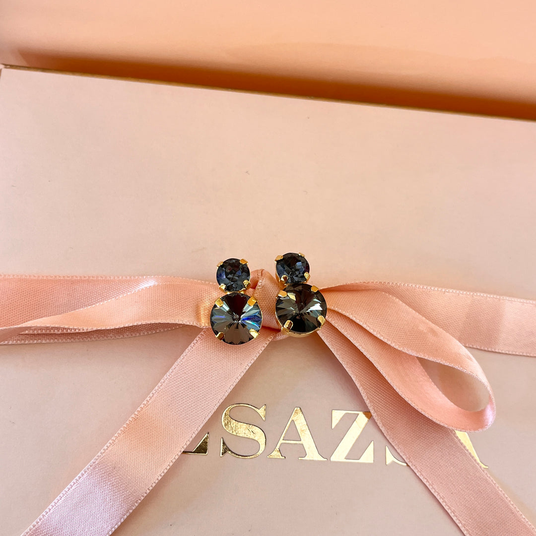 Grey double preciosa crystals studs