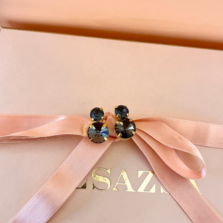 Grey double preciosa crystals studs