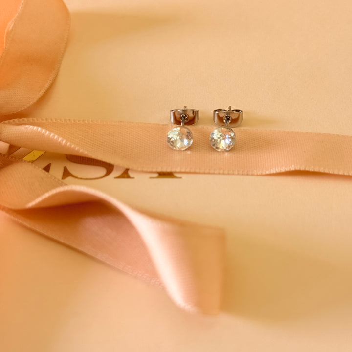 Small solitaire Swarovski crystals silver studs