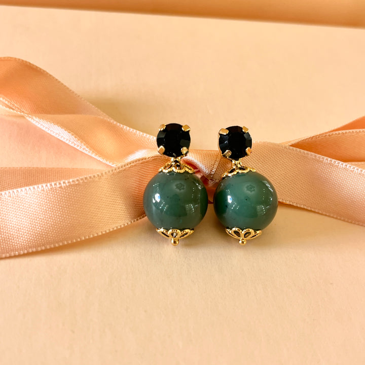 Dark green preciosa crystals with resin earrings