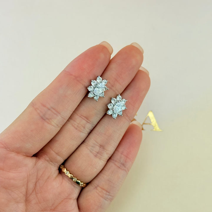 Flower zircone sterling silver set