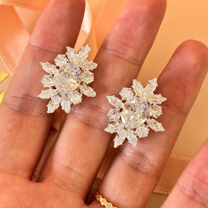 Marquise zircone silver clip on earrings