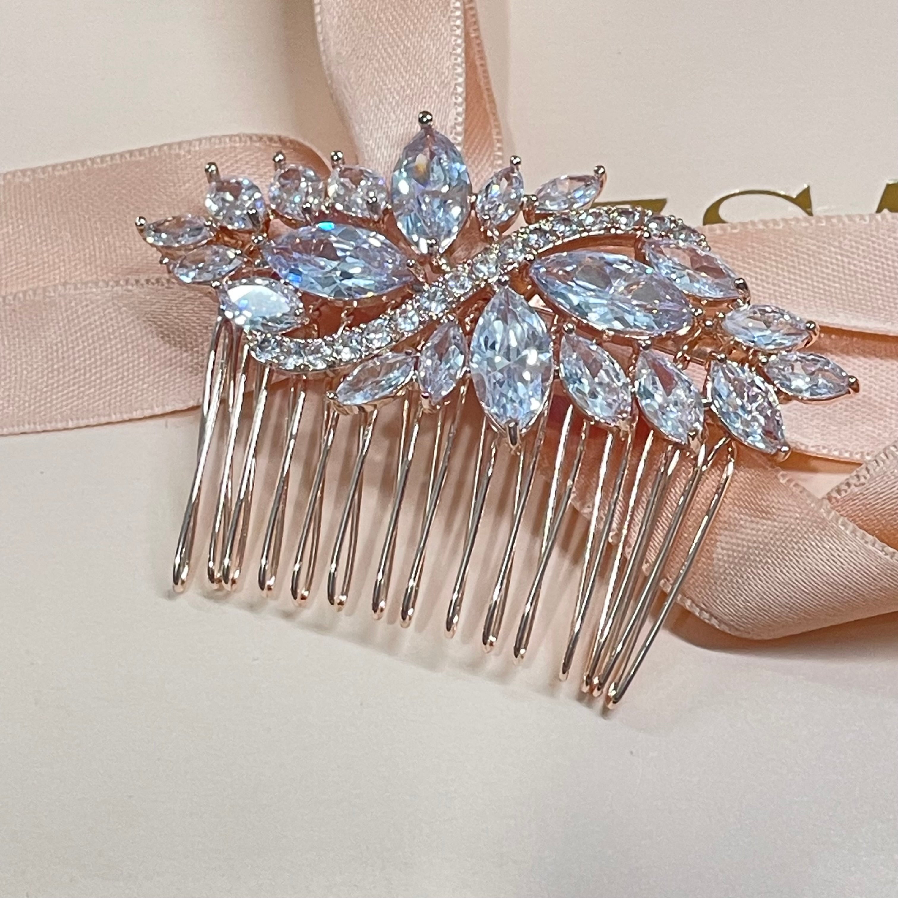 Rose gold marquise comb