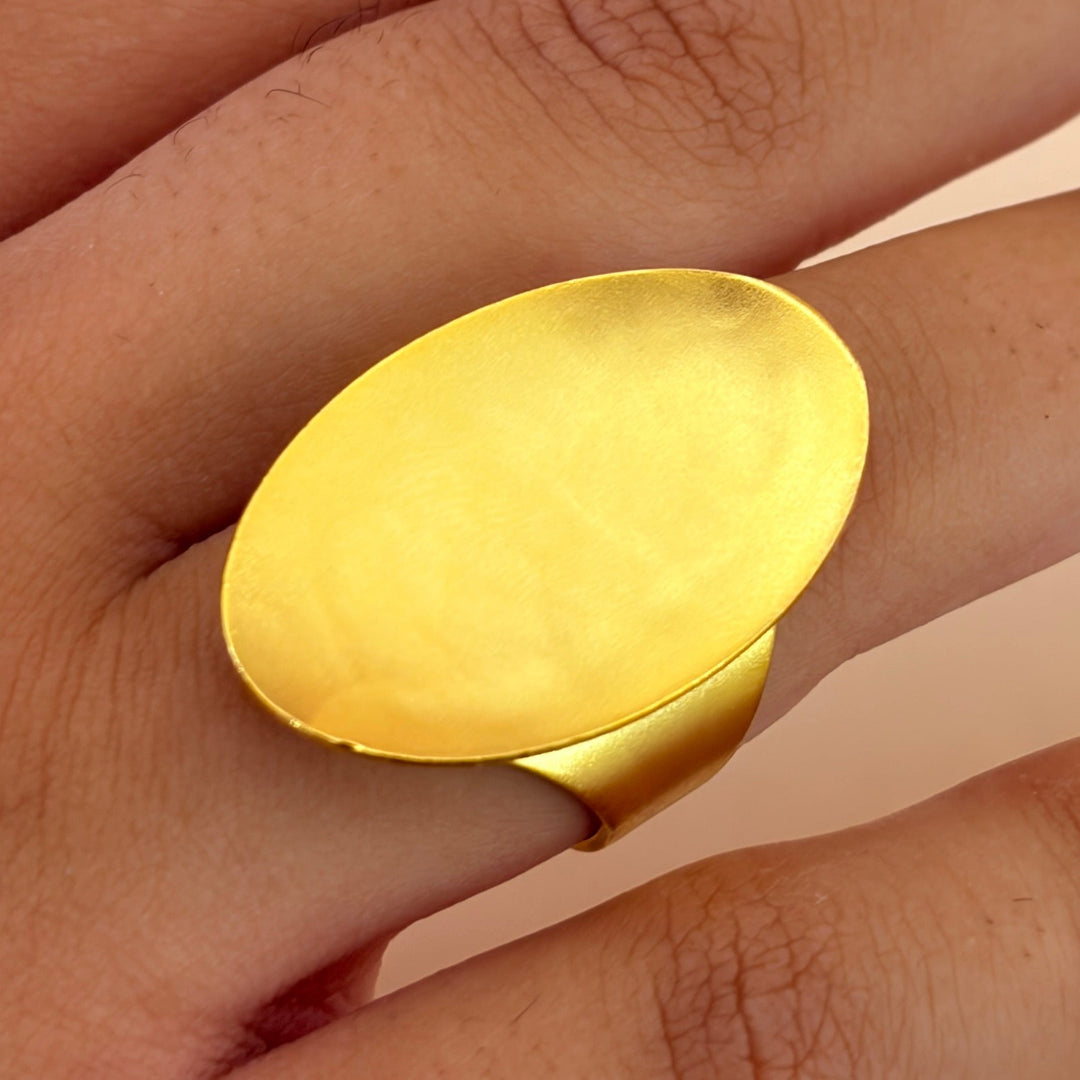 Handmade Oval Plain Gold Ring | Gold Plated | ZsaZsa