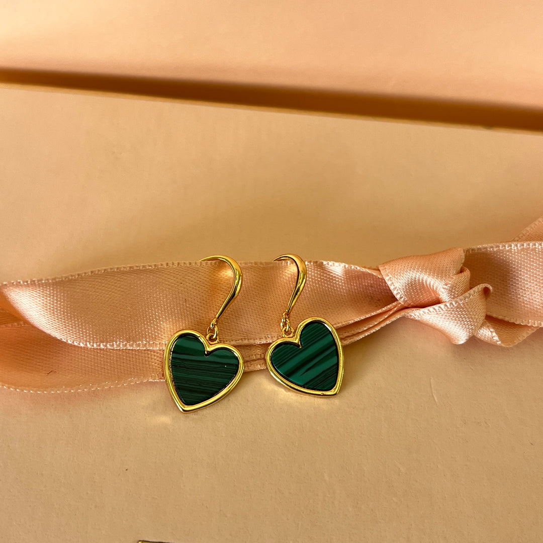 Green heart gold plated hooks