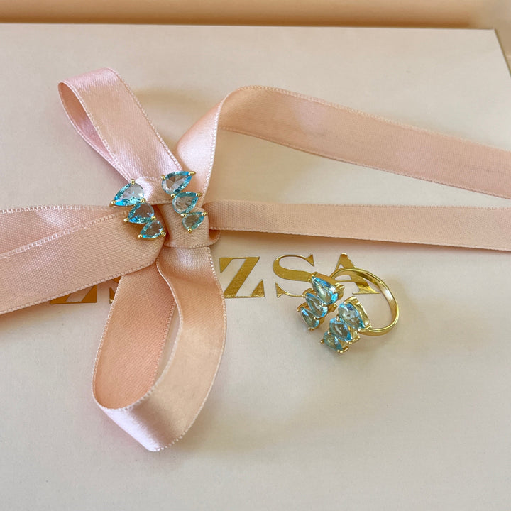 Turquoise zircone studs & ring