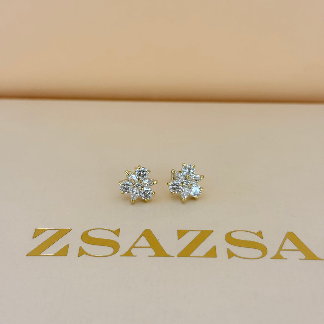 Flower zircone gold plated set