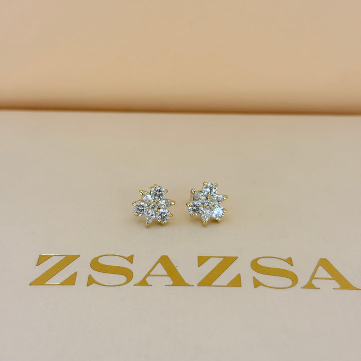 Flower zircone gold plated set