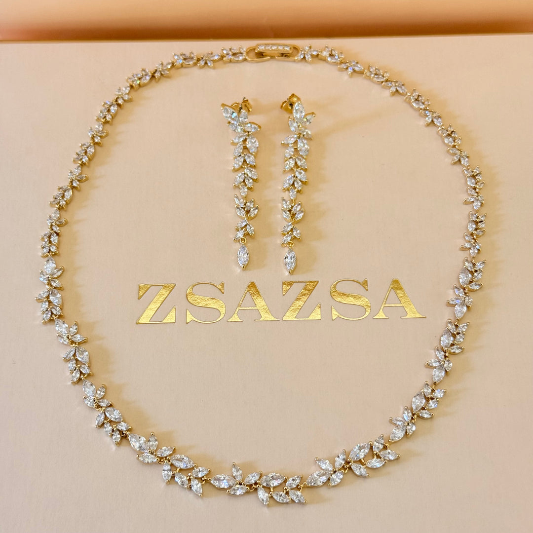 Marquise zircone gold plated set