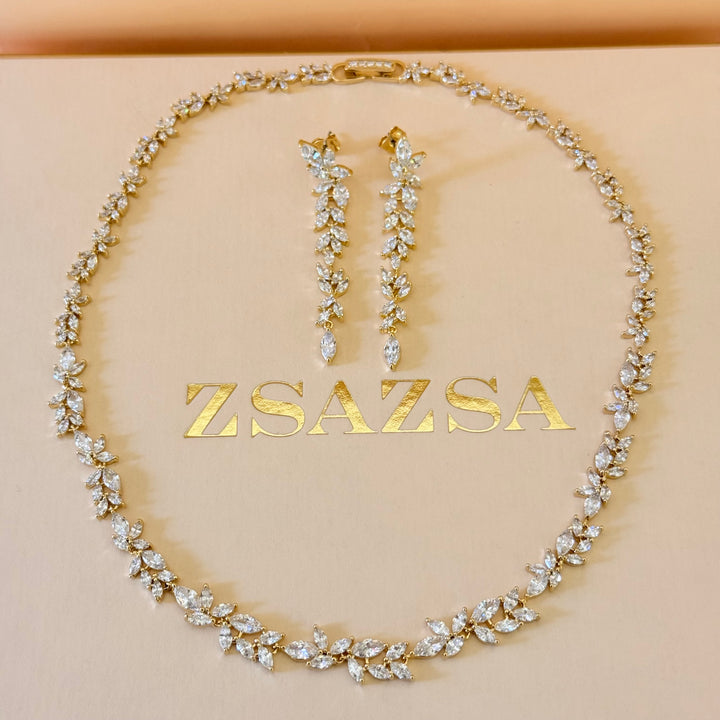 Marquise zircone gold plated set