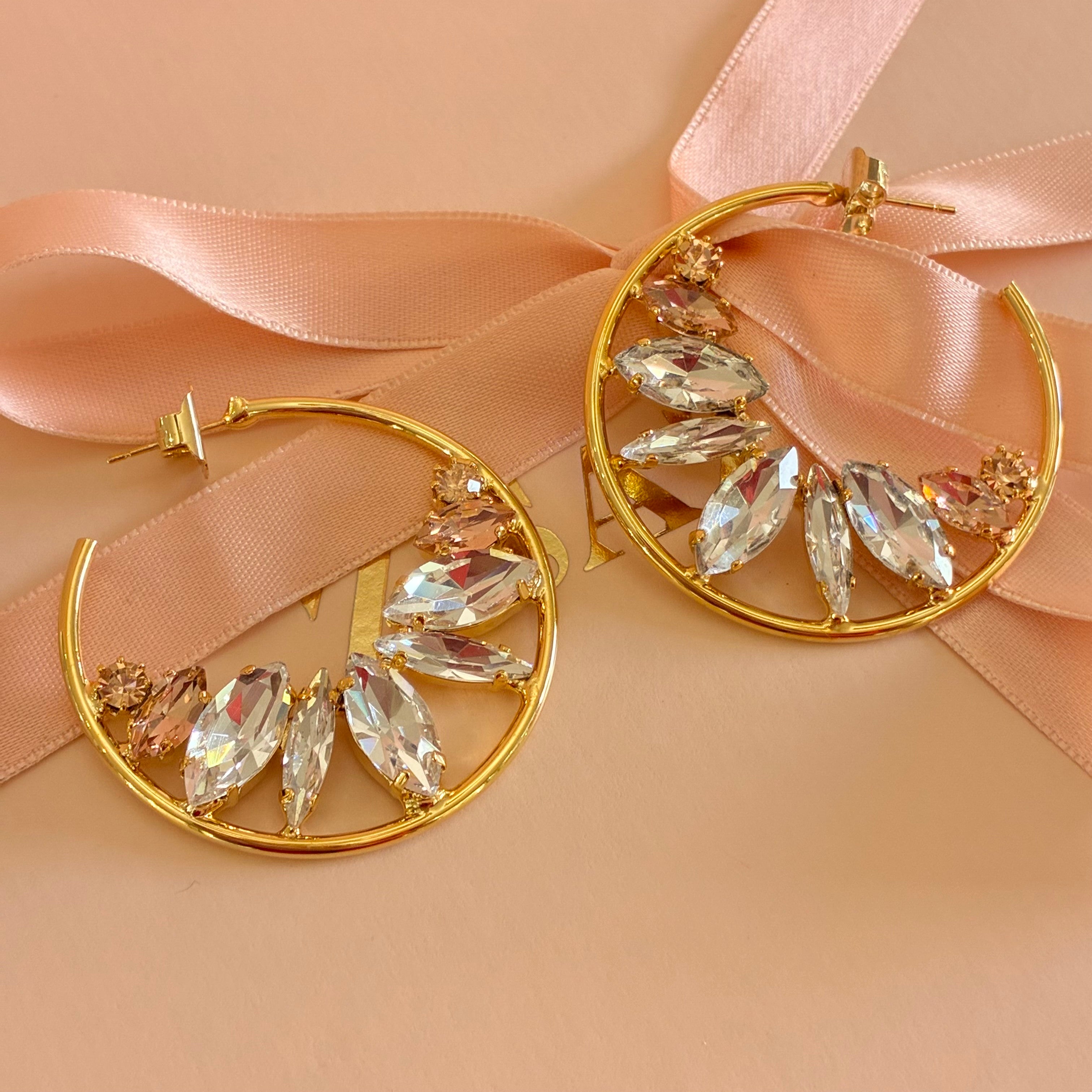 Golden Peach petal hoops
