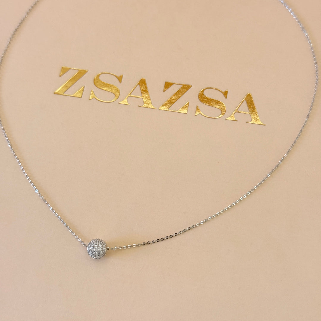 Ball zircone silver pendant
