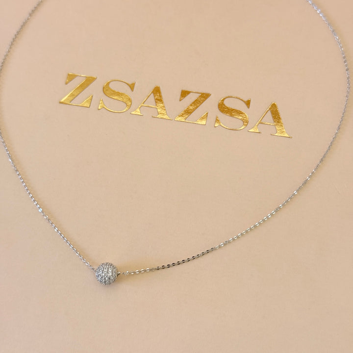 Ball zircone silver pendant