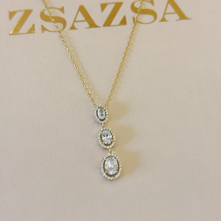 Oval zircone Sterling silver gold plated set