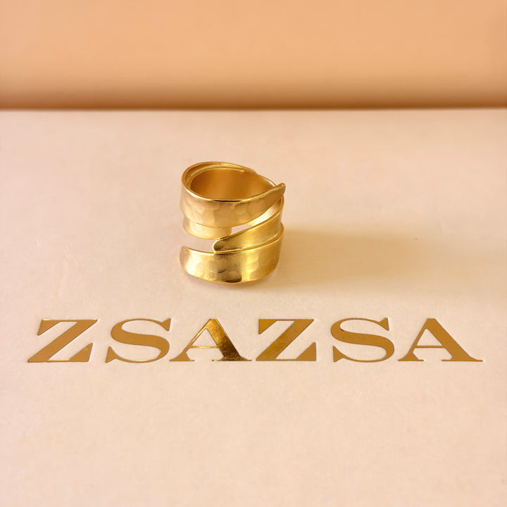 Handmade Ribbon  Ring | Gold Plated | ZsaZsa