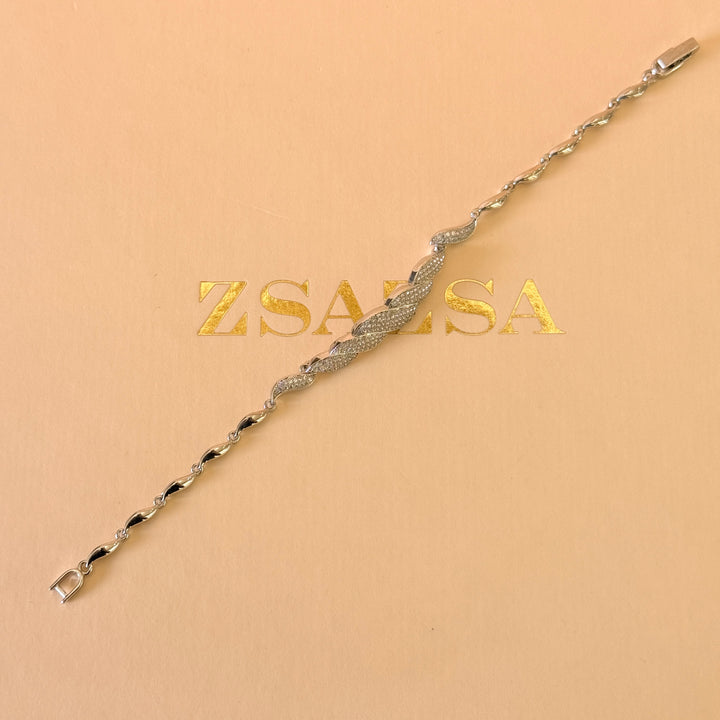 Twisted in the middle zircone silver bracelet