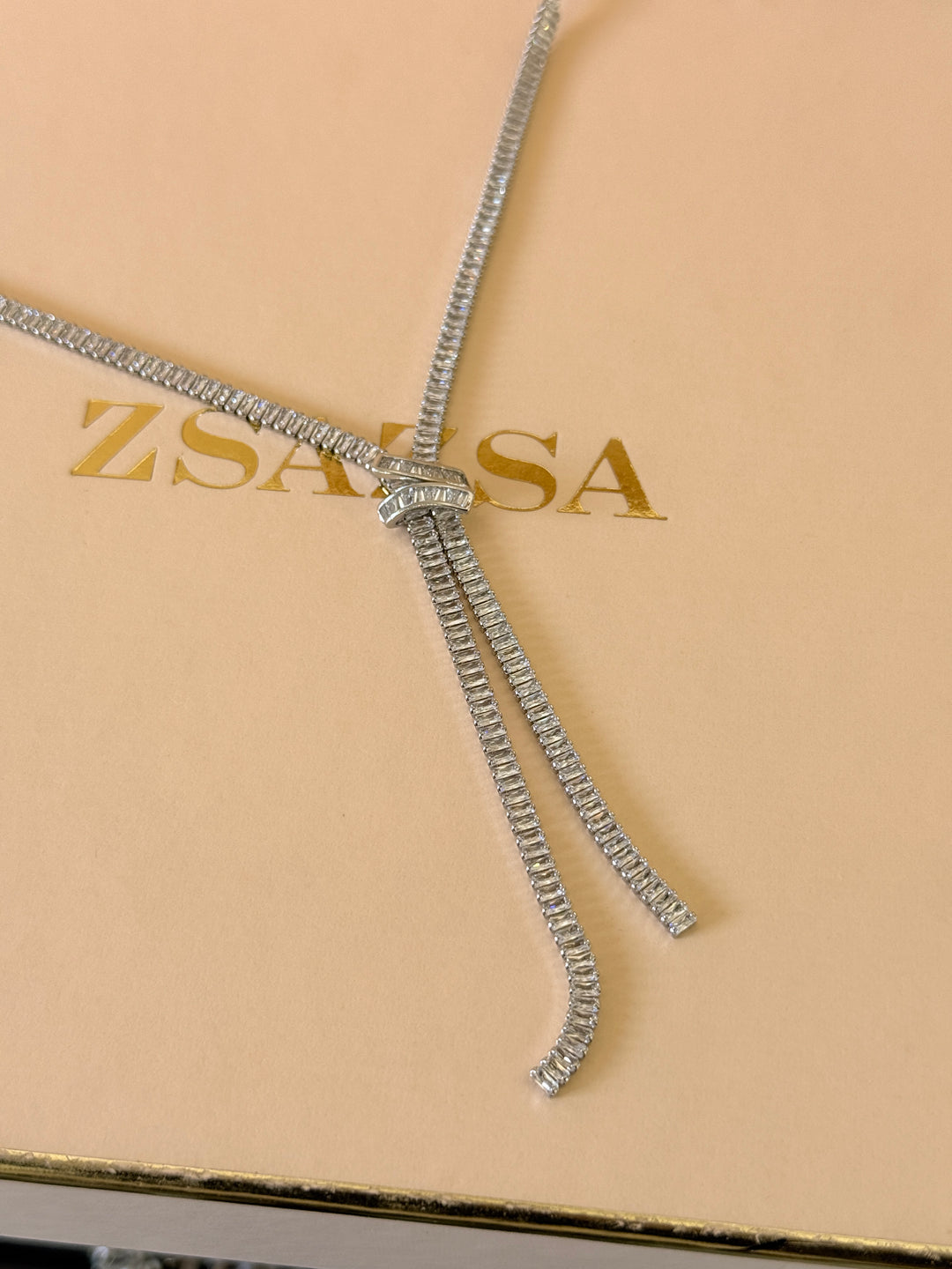 Baguette zircone silver necklace