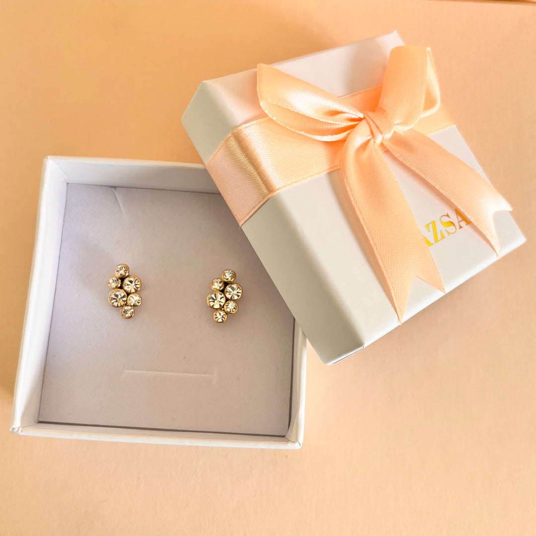 Rhinestone gold plated earrings