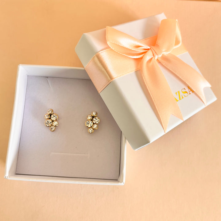 Rhinestone gold plated earrings