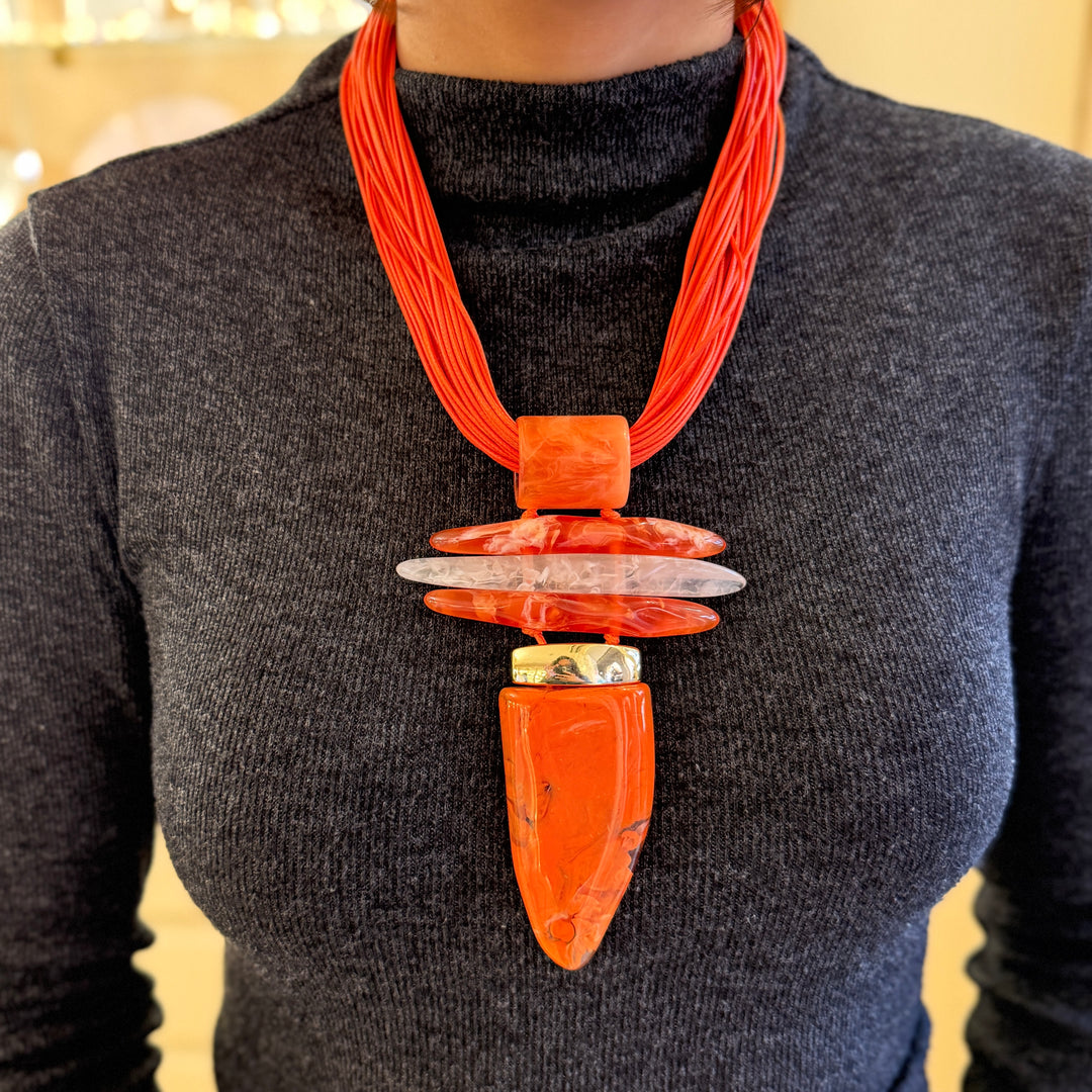 Statement orange gold plated set