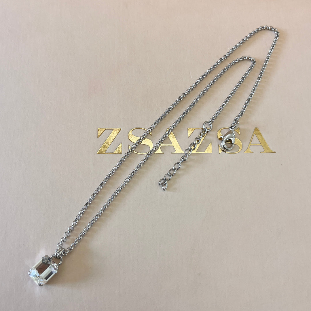 Swarovski crystals rectangular white gold plated pendant