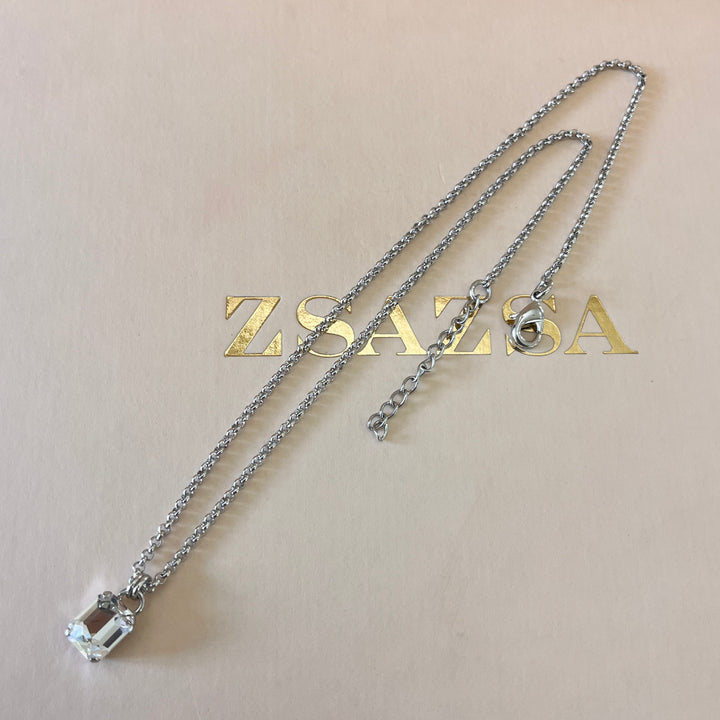Swarovski crystals rectangular white gold plated pendant