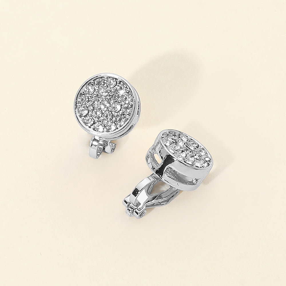 Crystal Cluster Round Clip On Earrings|ZSAZSA