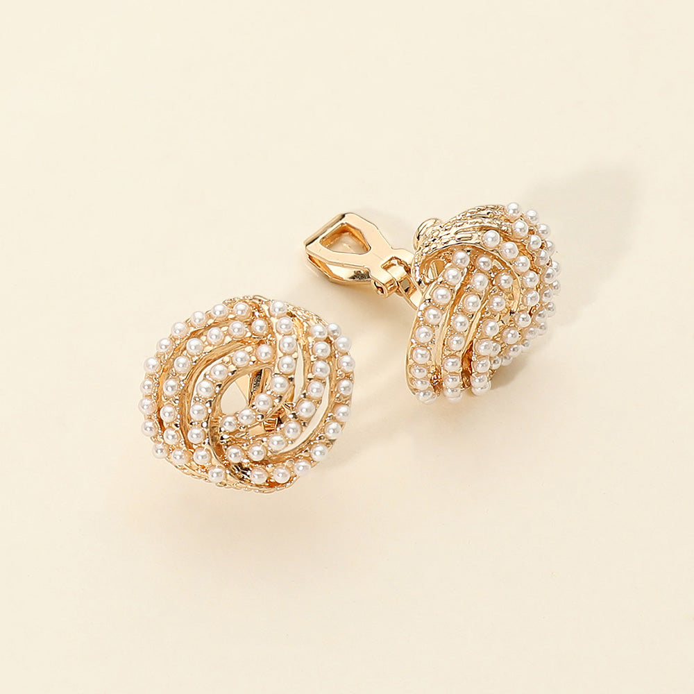 Pearl Swirl Round Clip On Earrings|ZSAZSA