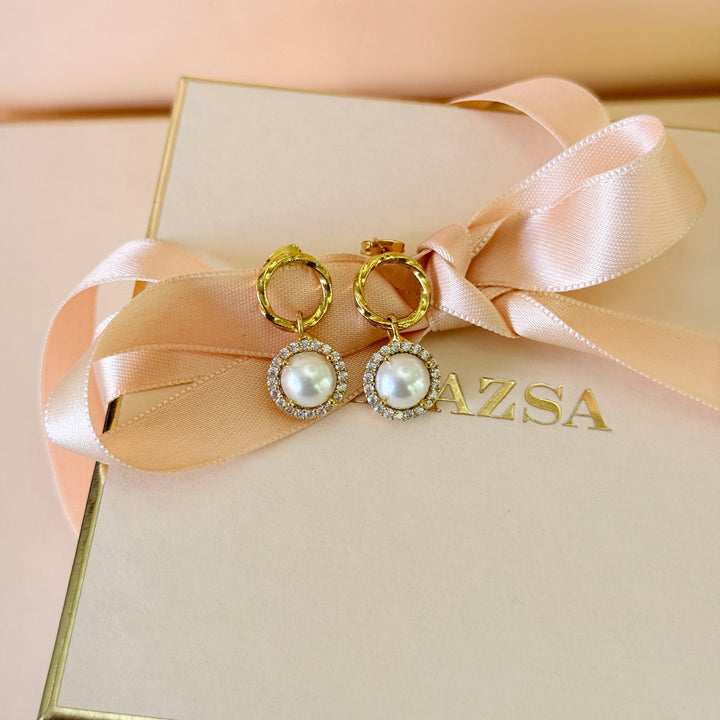 Zircibe handmade pearls gold plated set